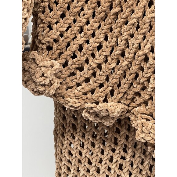 Crochet Vintage Beige Sweater, Skirt & Bag Set Henrietta Tanuska Beverly Hills s - Picture 14 of 16